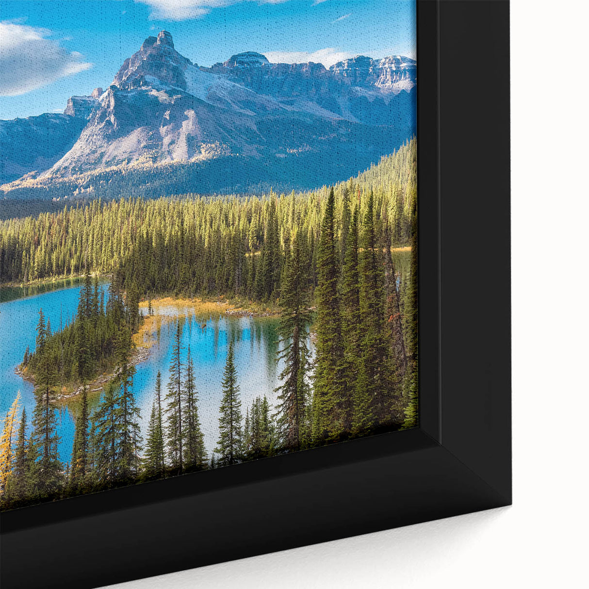 Extra large framed canvas featuring a textured depiction of British Columbia scenery in vibrant colors.