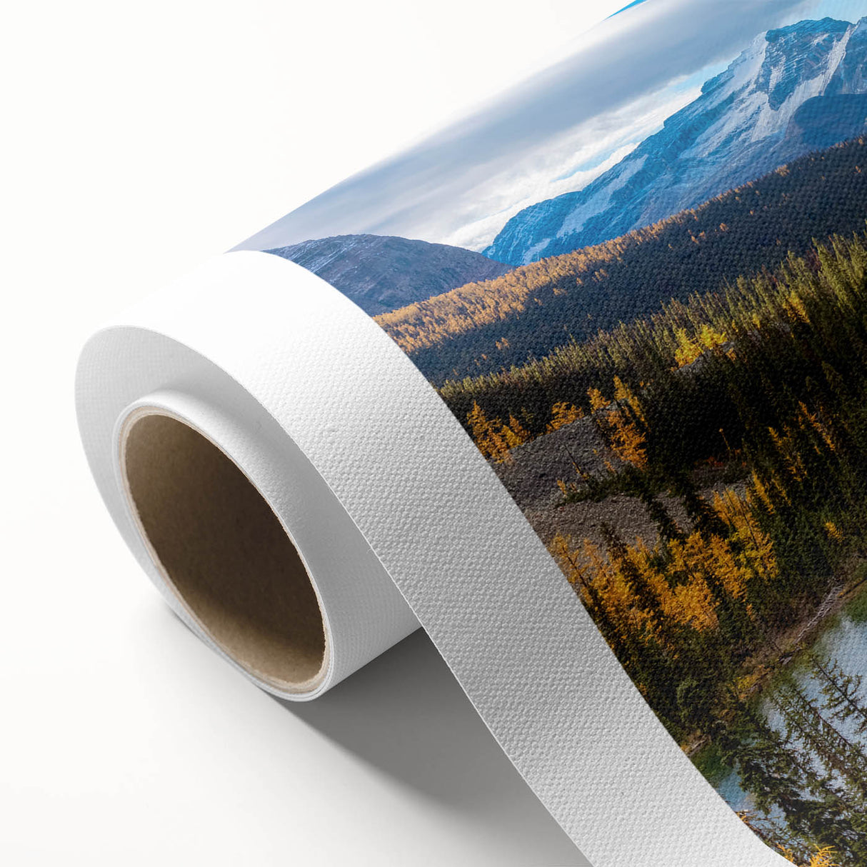 Art deco poster of British Columbia scenery in pastel shades on rolled canvas, ideal for nursery wall art.