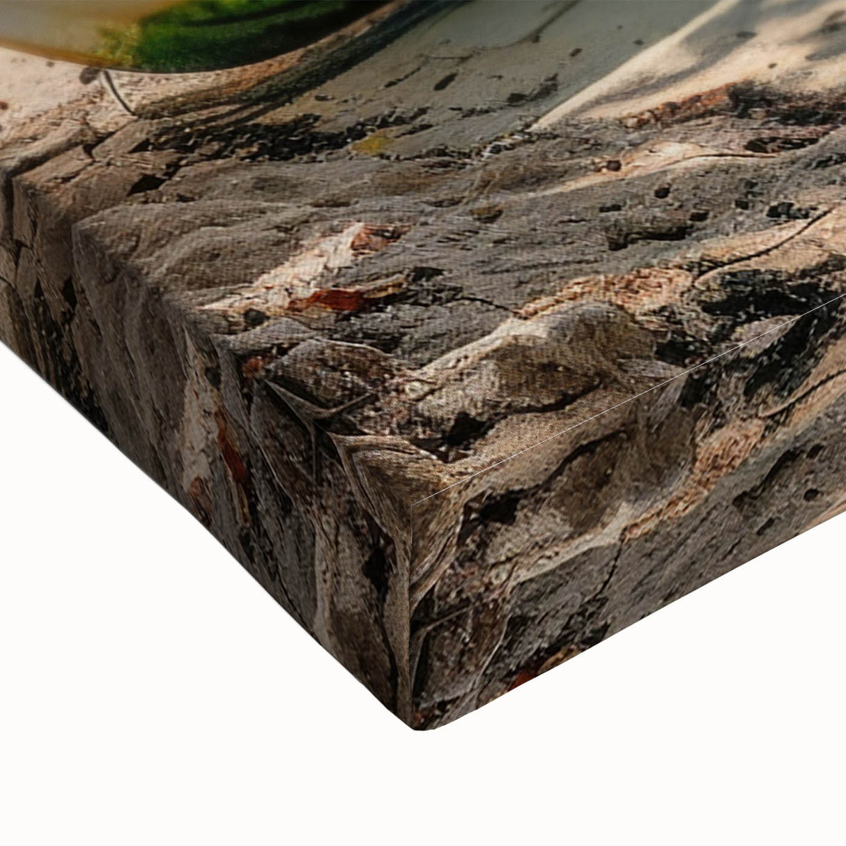 Large art depicting a black and white Caribbean landscape on stretched canvas, suitable for bedroom wall decor.