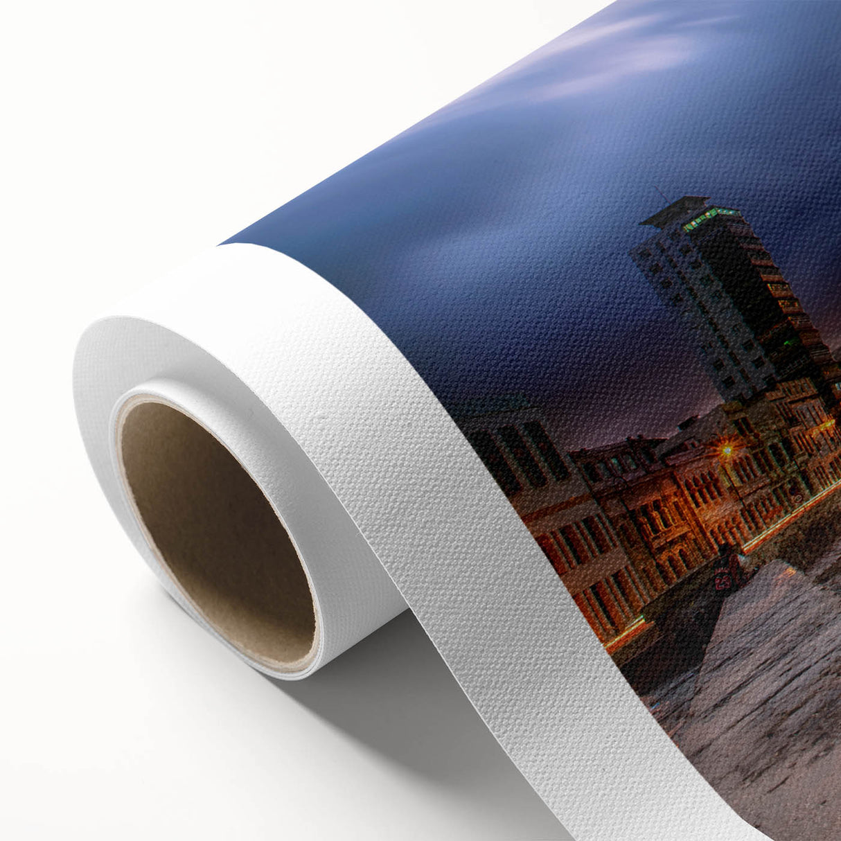 Art deco poster of a Caribbean scenery on rolled canvas, featuring pastel shades, ideal for nursery wall art.