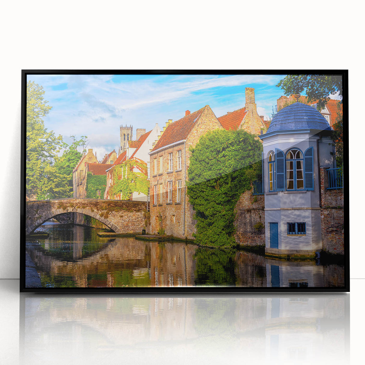 Large abstract wall art featuring a mid-century modernist design of a European cityscape in black and white.