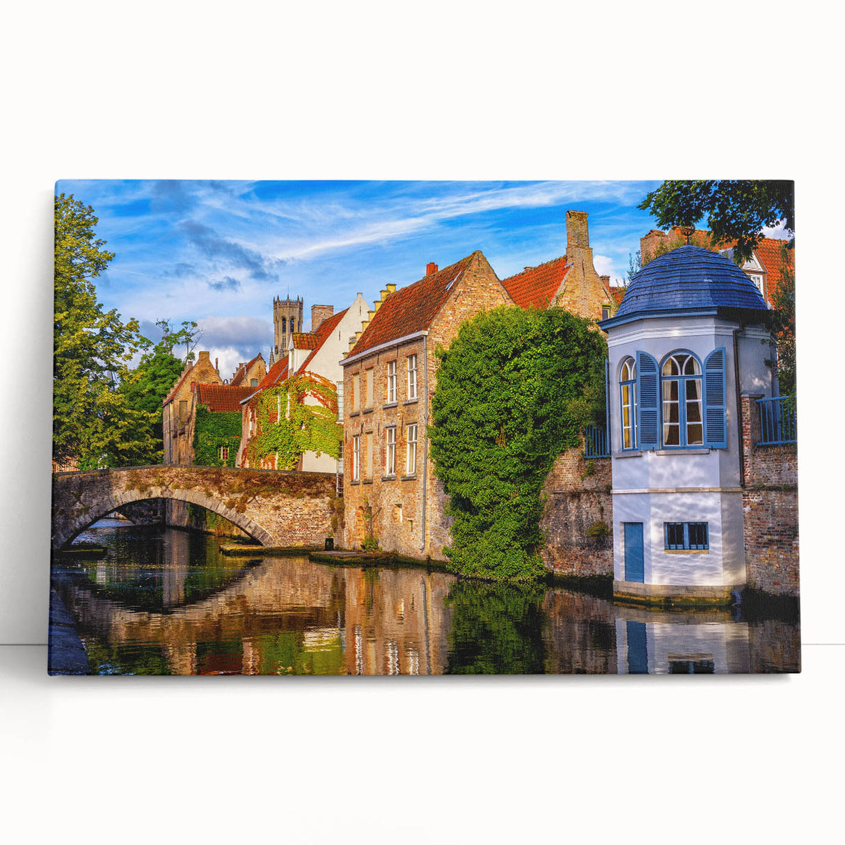 Black and white photo of a European street scene on stretched canvas, ideal for kitchen wall art.