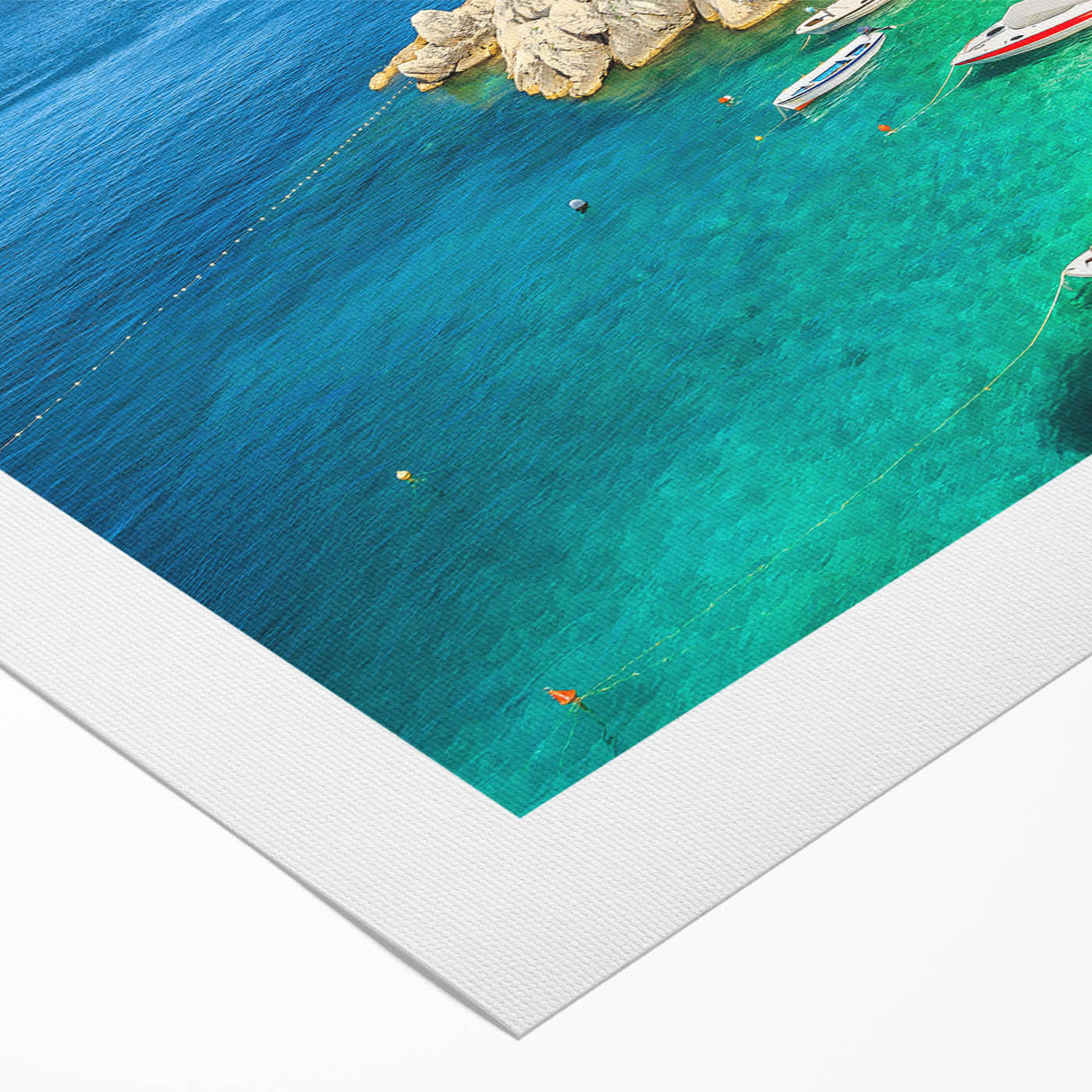 Art deco poster featuring a vibrant Croatian landscape on a rolled canvas, ideal for dining room decor.