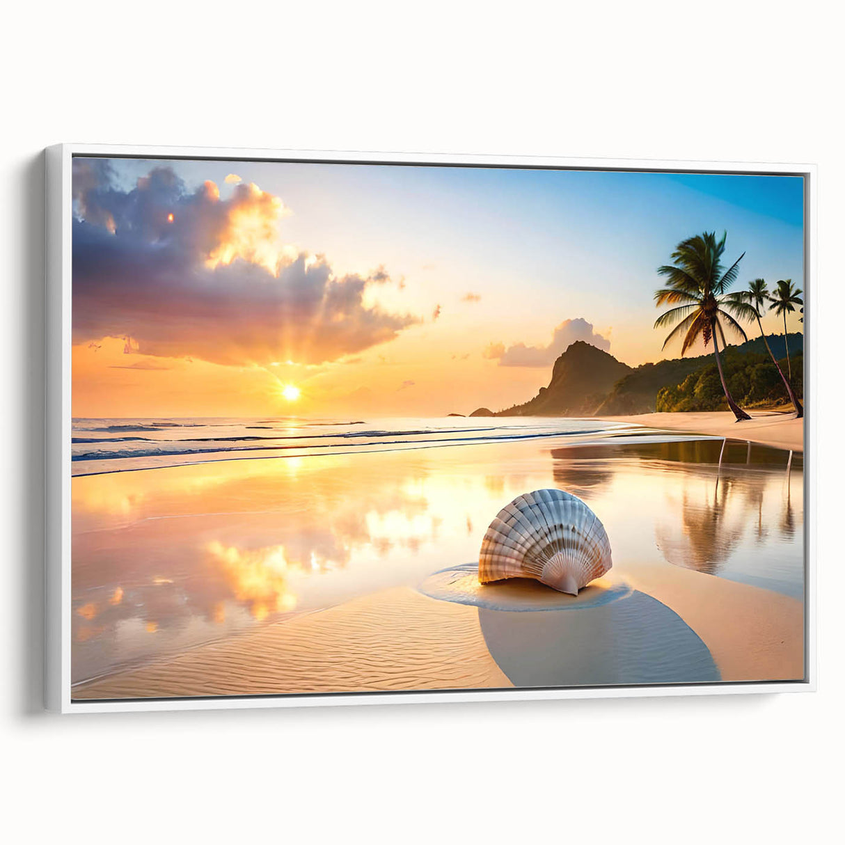 Vintage poster art of Cancun scenery on a large framed canvas, featuring vibrant colors ideal for living room decor.