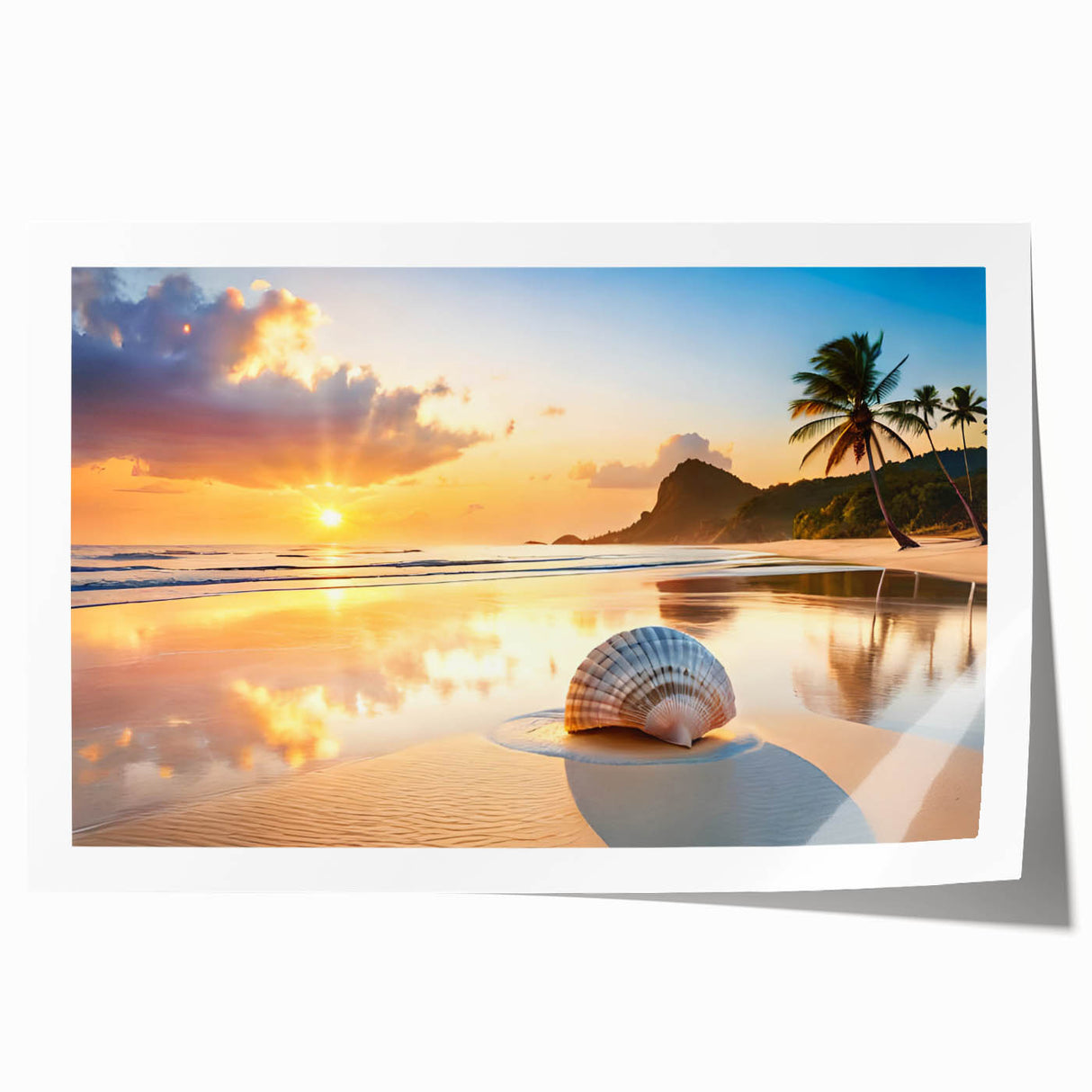 Extra large rolled print of Cancun scenery with vibrant floral elements, ideal for dining room wall art.