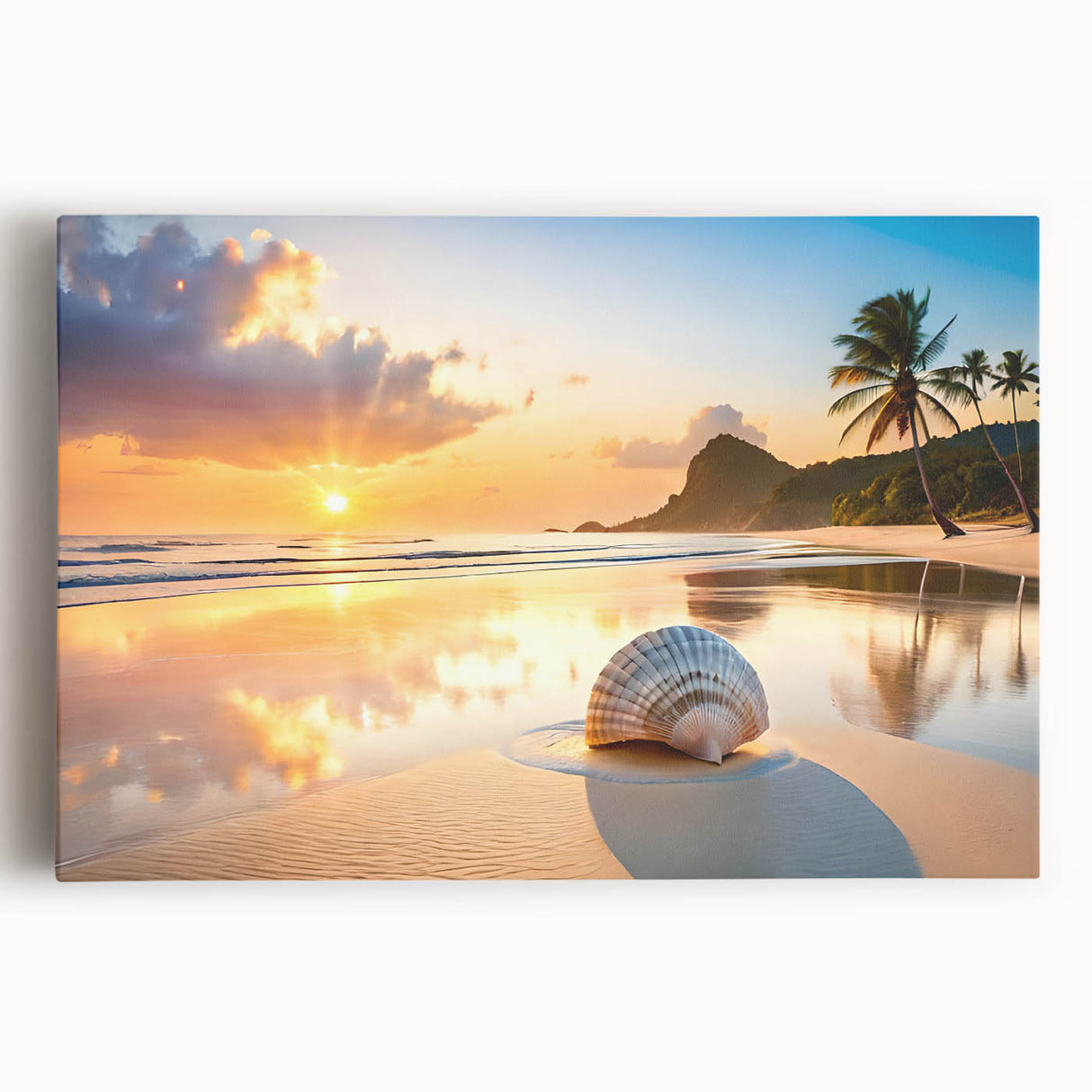 Black and white photograph of Cancun scenery on stretched canvas, suitable for kitchen wall art.