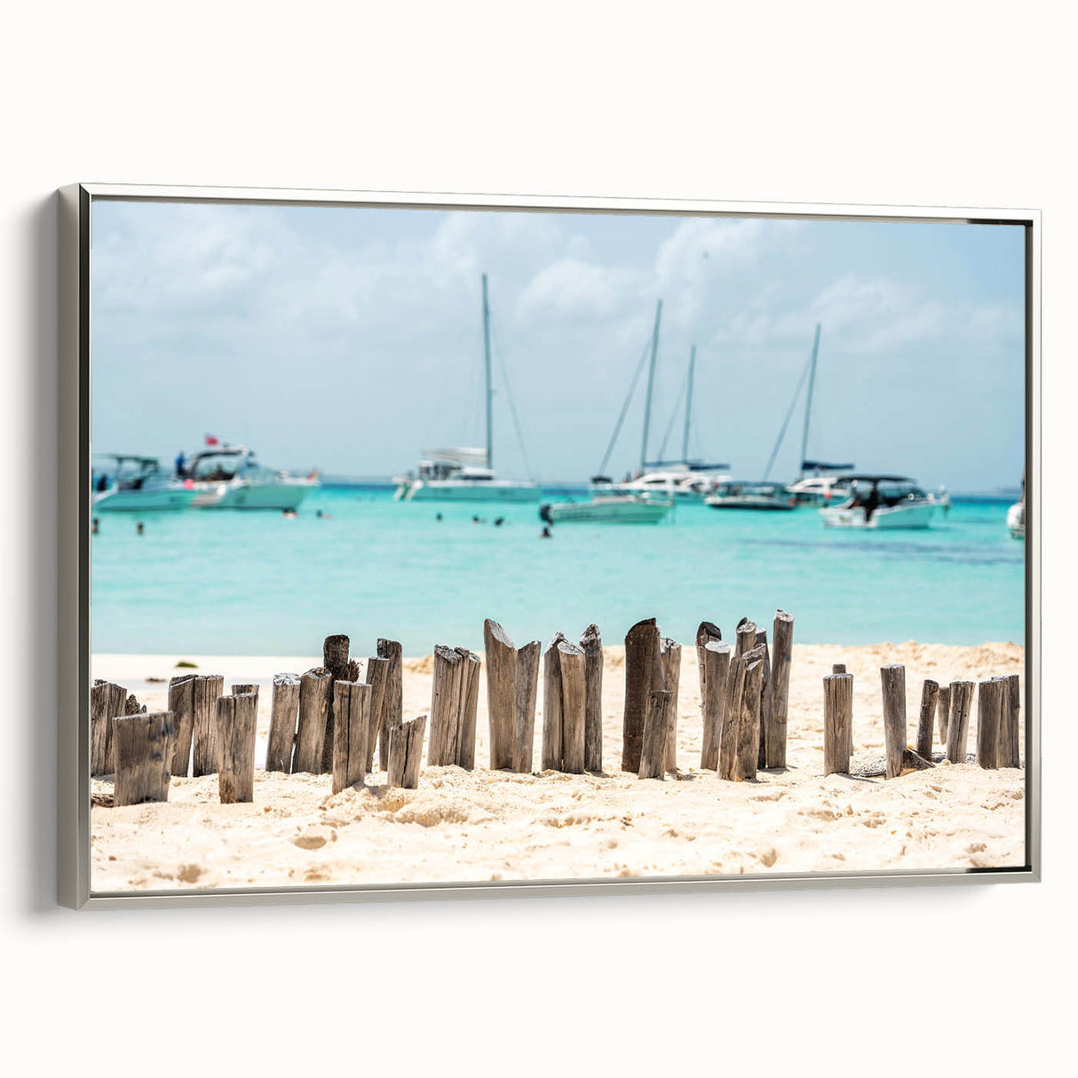 Landscape art painting of Quintana Roo, Mexico, featuring vibrant colors on a framed canvas.