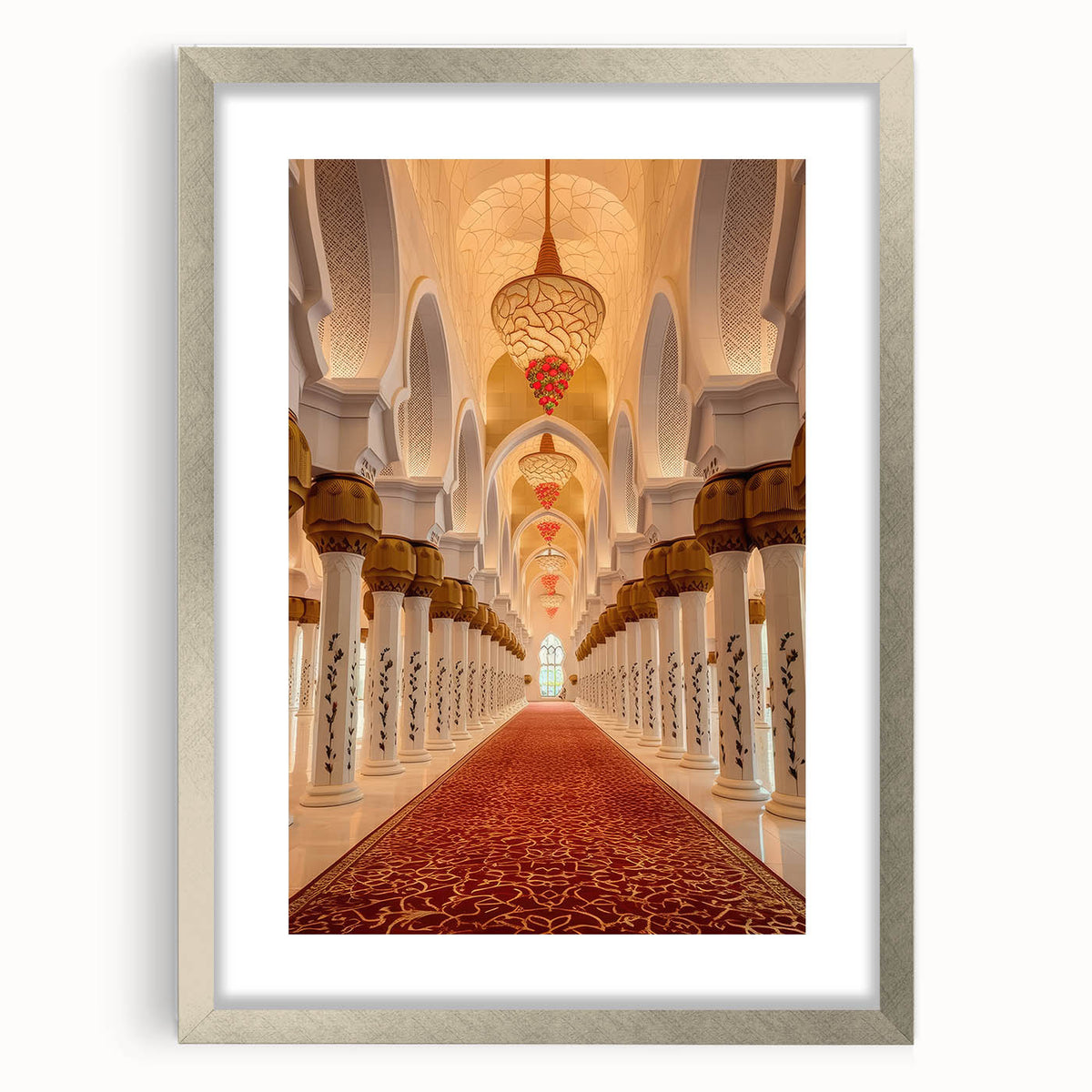 Textured art of Dubai skyline in muted silver and gray tones on a framed print, suitable for bedroom decor.