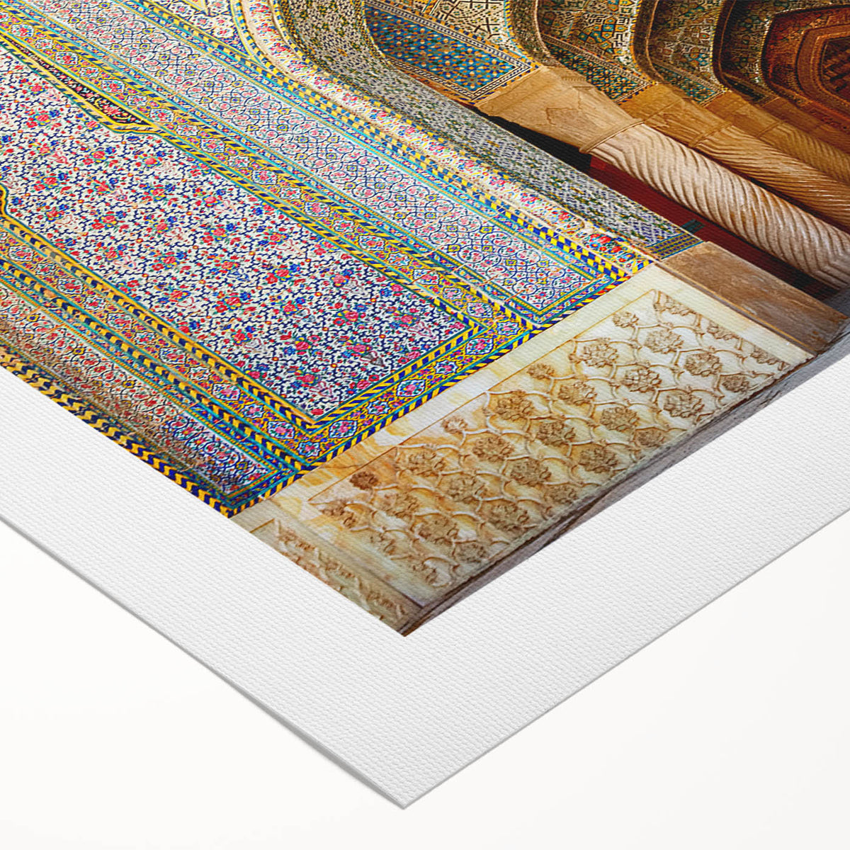Art deco poster of a Middle Eastern landscape in earth tones on rolled canvas, suitable for dining room decor.