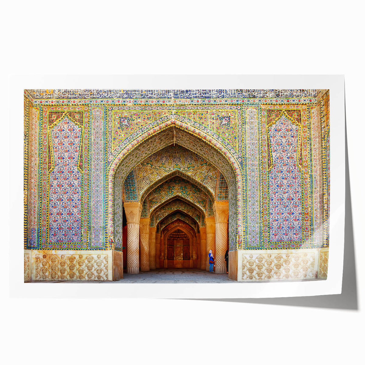 Extra large wall art featuring a serene floral scene from Iran in soft earth tones, ideal for dining room ambiance.