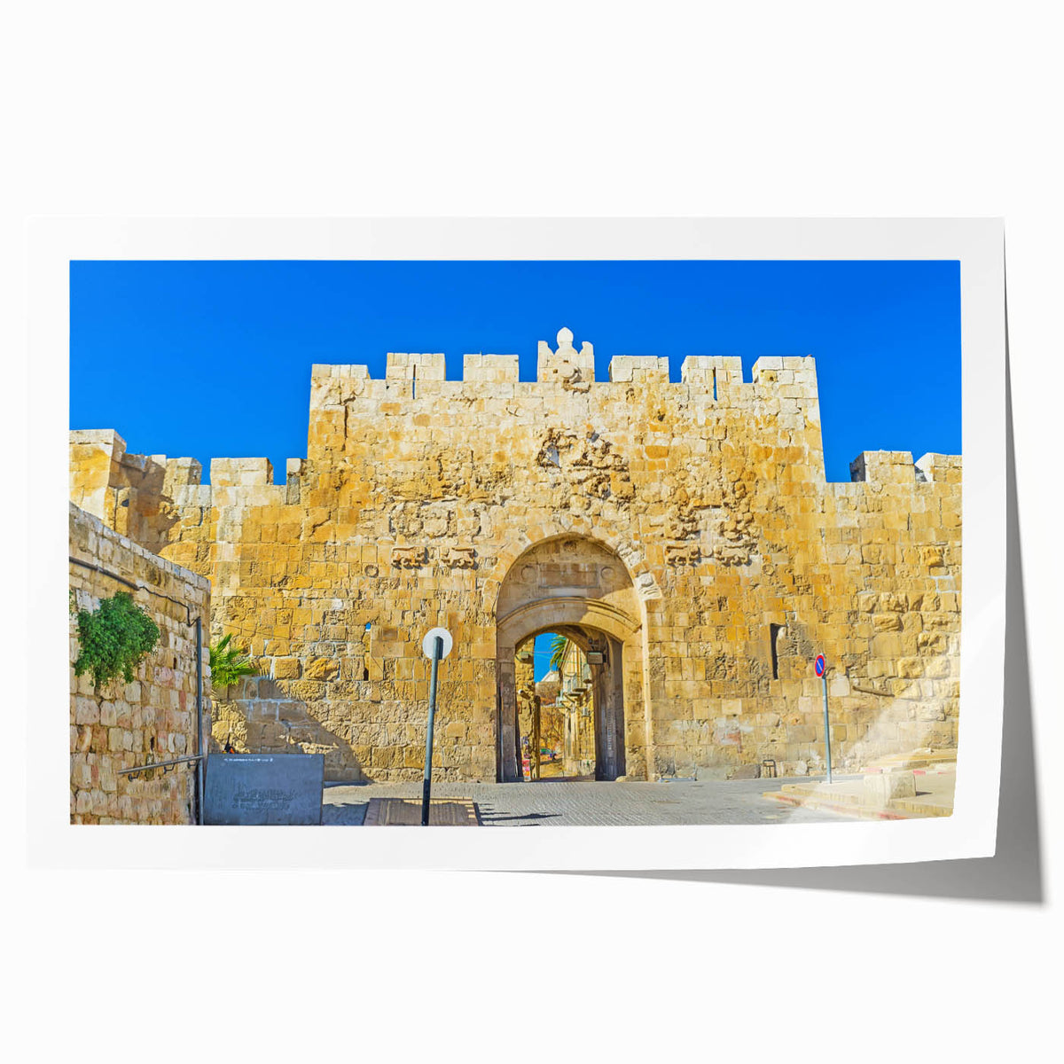 Rolled print of Jerusalem scenery in muted earth tones, ideal for art wall dining room.