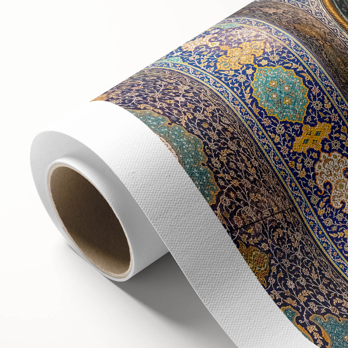 Art Deco poster of Middle Eastern scenery in muted earth tones on rolled canvas, ideal for nursery wall art.