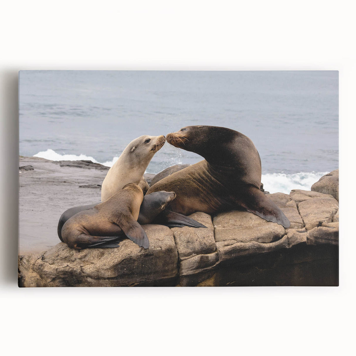 Black and white large art print of San Diego skyline on stretched canvas, ideal for kitchen wall art.