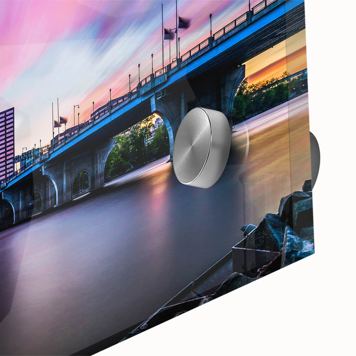 Large abstract wall art featuring a Connecticut scenery in mid-century modernist style, ideal for dining room art.