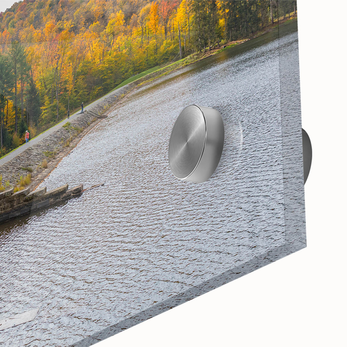Large abstract wall art featuring Pennsylvania scenery in muted earth tones on acrylic glass, ideal for dining room ambiance.