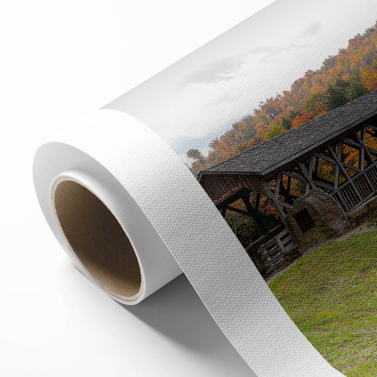 Art deco poster of Pennsylvania scenery in muted earth tones on rolled canvas, suitable for dining room wall art.