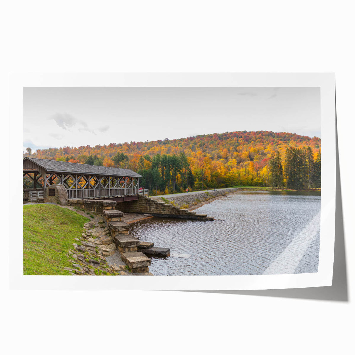 Rolled print of a Pennsylvania landscape with soft floral elements in muted earth tones.