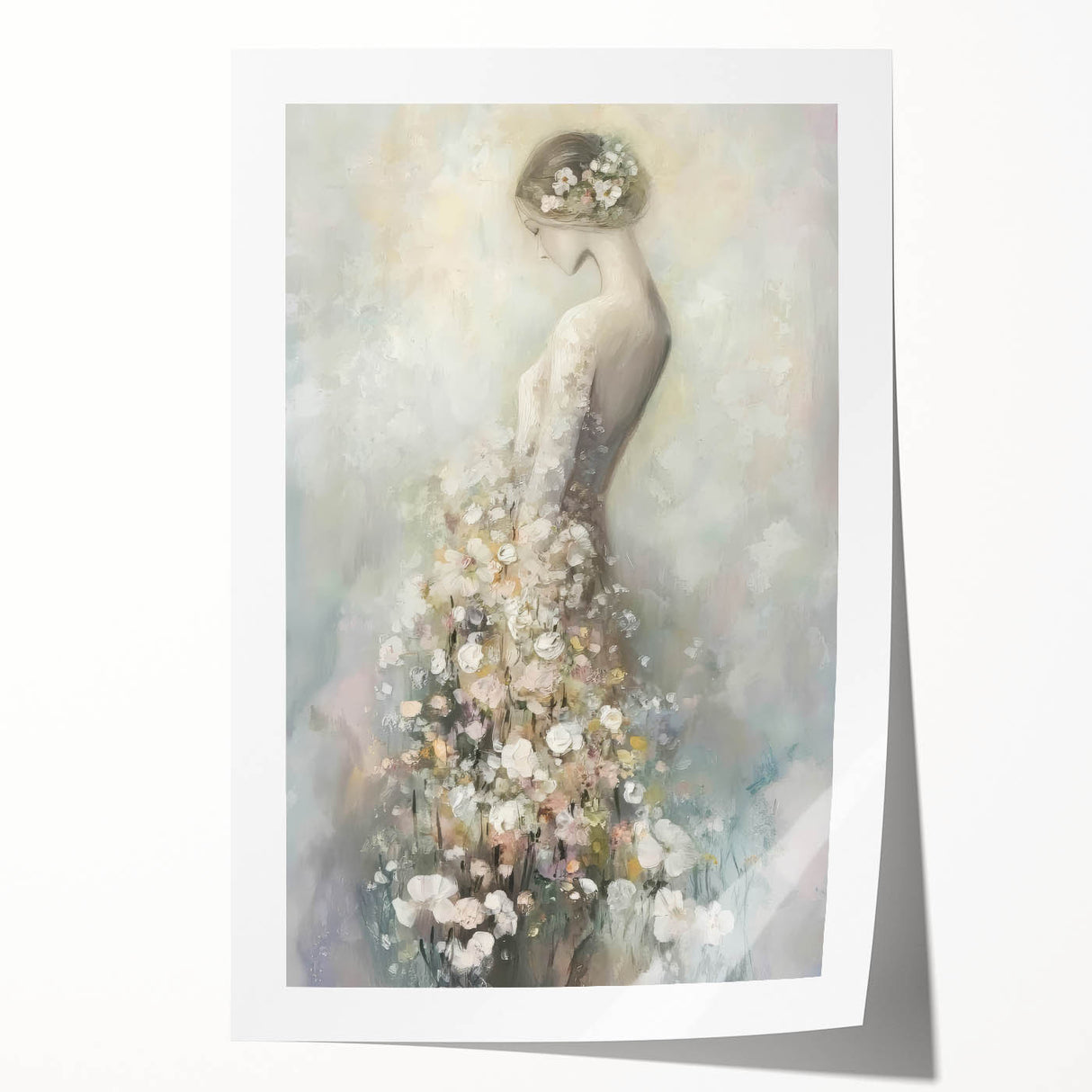 Abstract figurative rolled print showcasing vibrant colors and dynamic shapes, ideal for modern home decor, packaged securely in a durable cardboard tube.