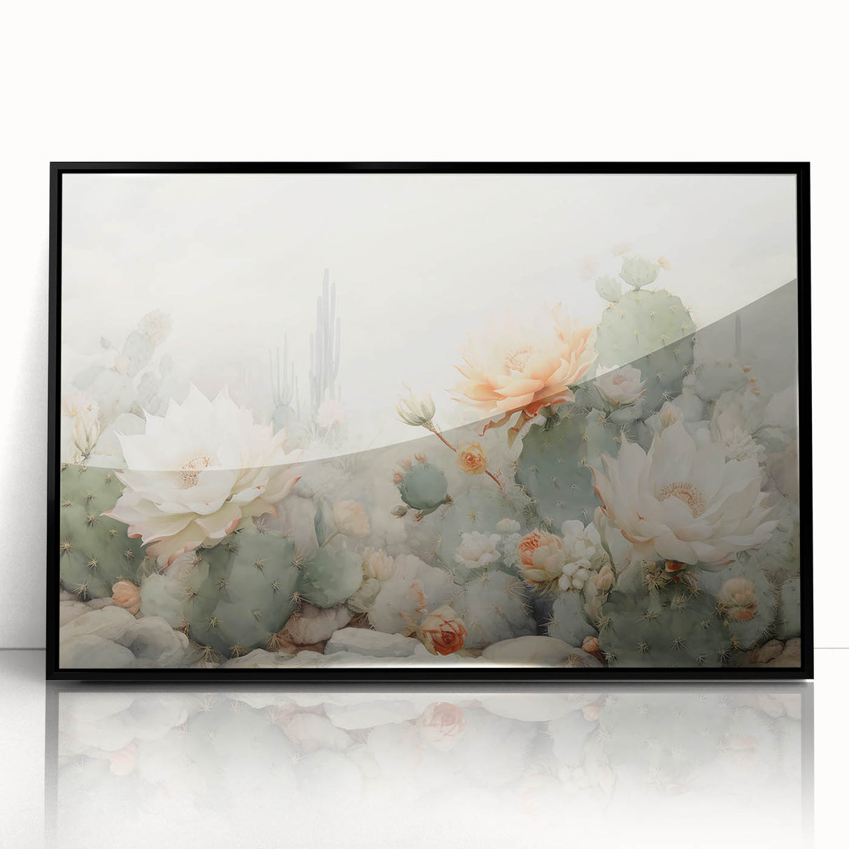 Framed abstract floral wall art featuring vibrant colors in a black frame, perfect for modern home decor. Ideal for enhancing living spaces with elegance.