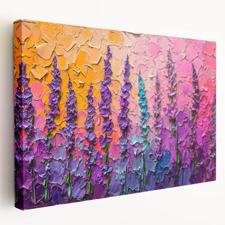 Elegant abstract floral wall art on stretched canvas, showcasing vibrant colors and intricate designs, perfect for home decor or as a unique gift.