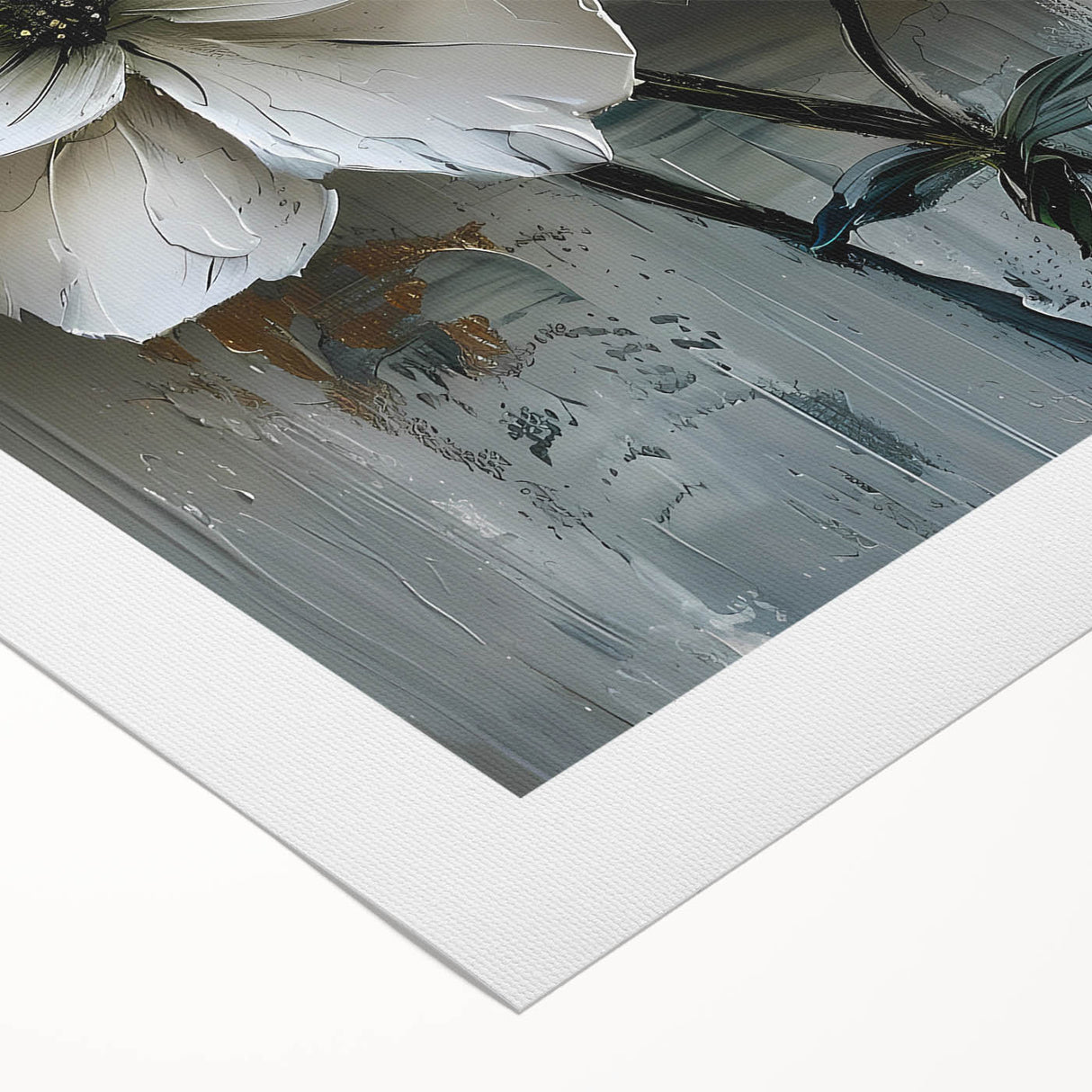 Colorful abstract floral wall art on a rolled canvas, showcasing vibrant hues of pink, blue, and green, ideal for modern home decor or artistic spaces.