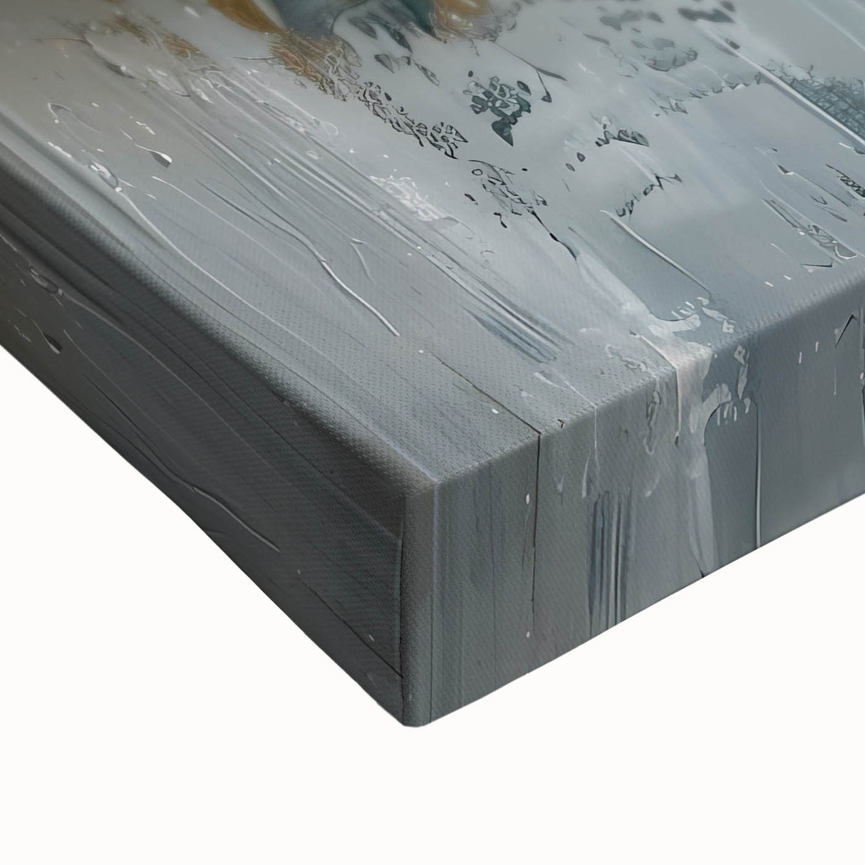 Close-up of a vibrant abstract floral wall art piece on stretched canvas, showcasing intricate brush strokes and bold colors, perfect for modern home decor.