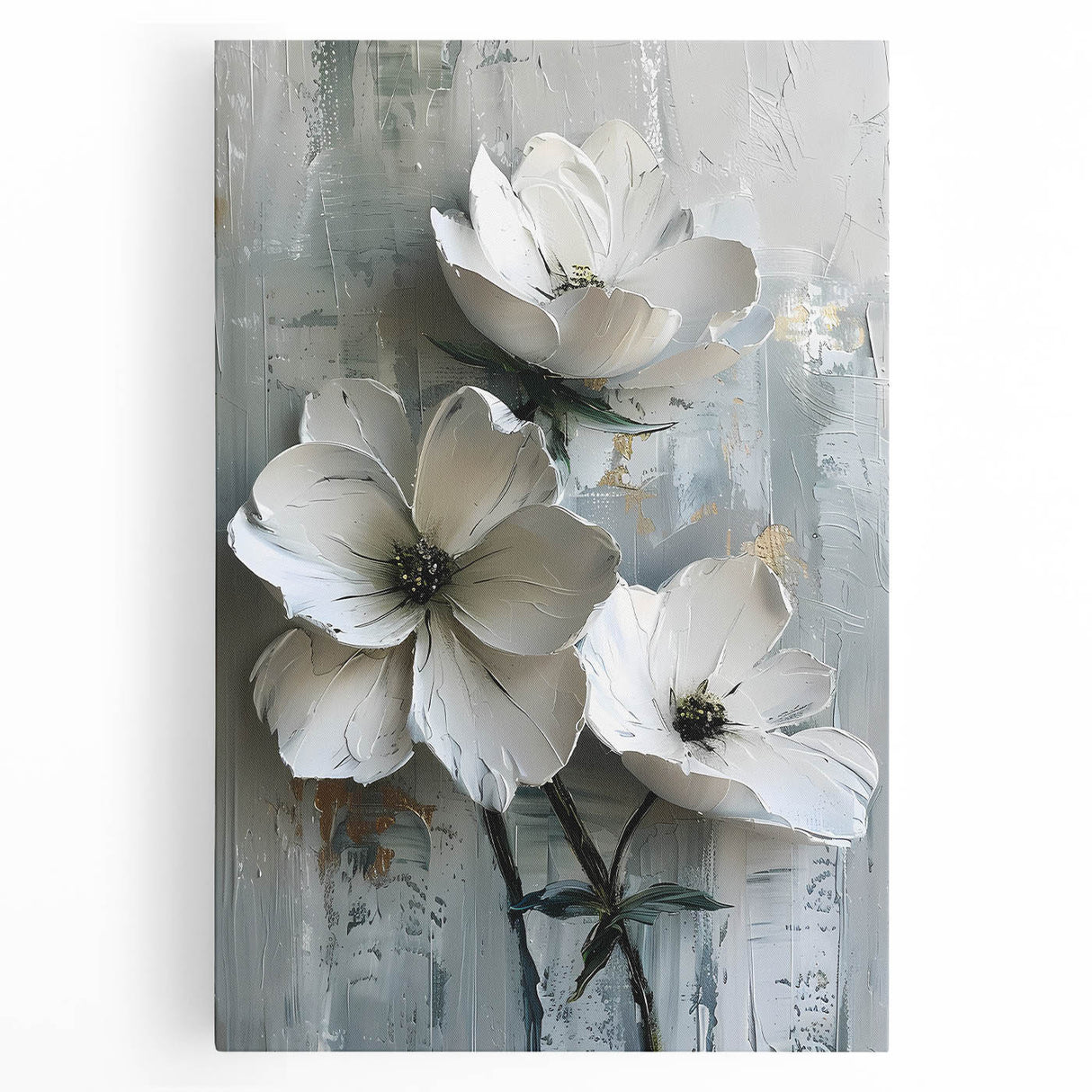 Abstract floral wall art on stretched canvas, showcasing vibrant colors and intricate patterns, perfect for modern home decor and artistic expression.