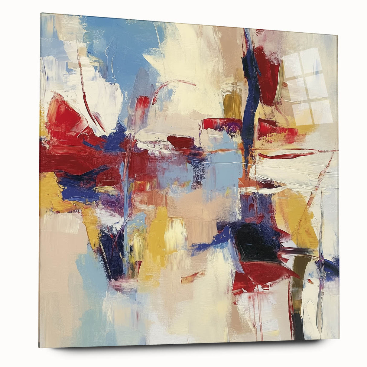 Colorful Abstract Wall Art – Expressive Red, Blue, and Yellow