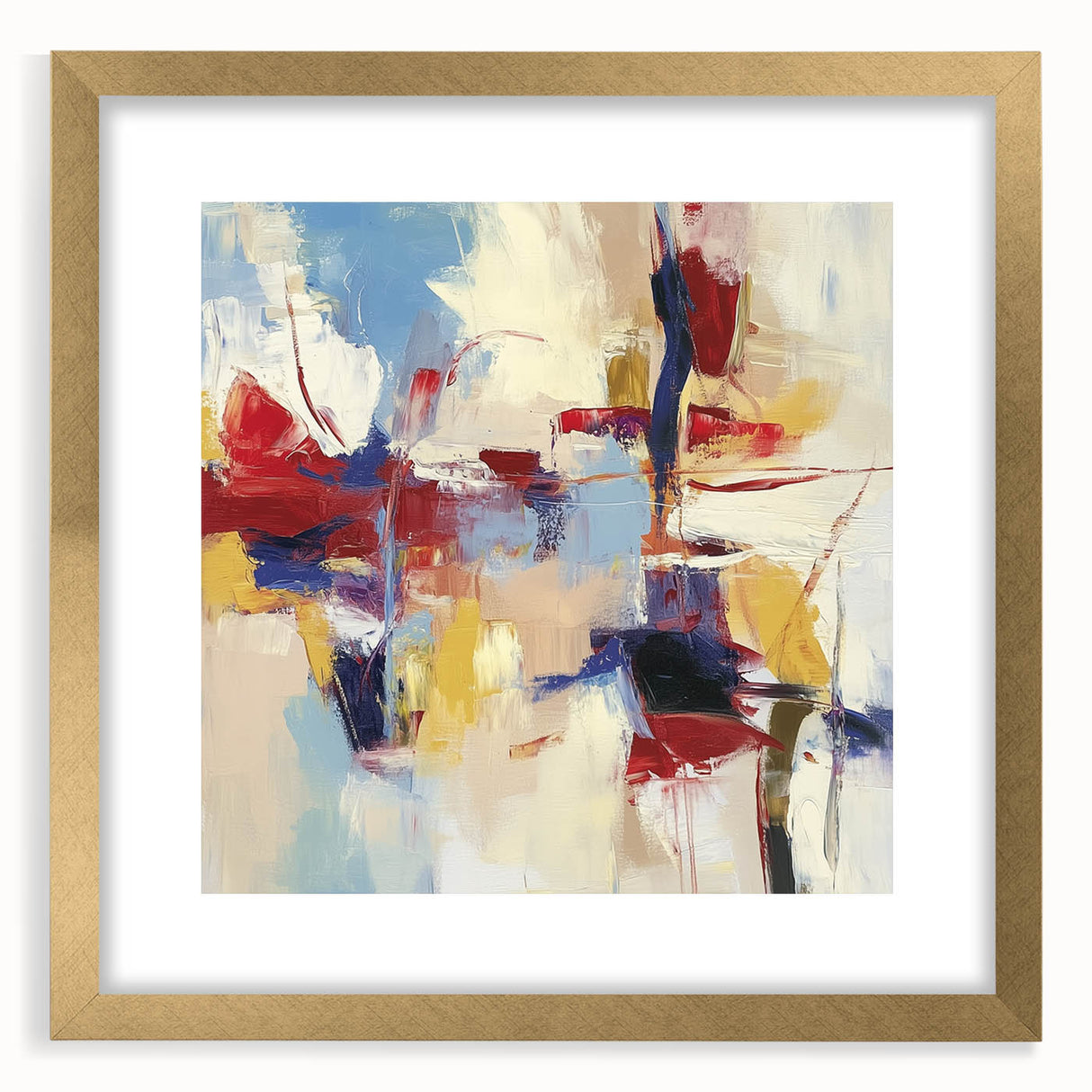 Colorful Abstract Wall Art – Expressive Red, Blue, and Yellow