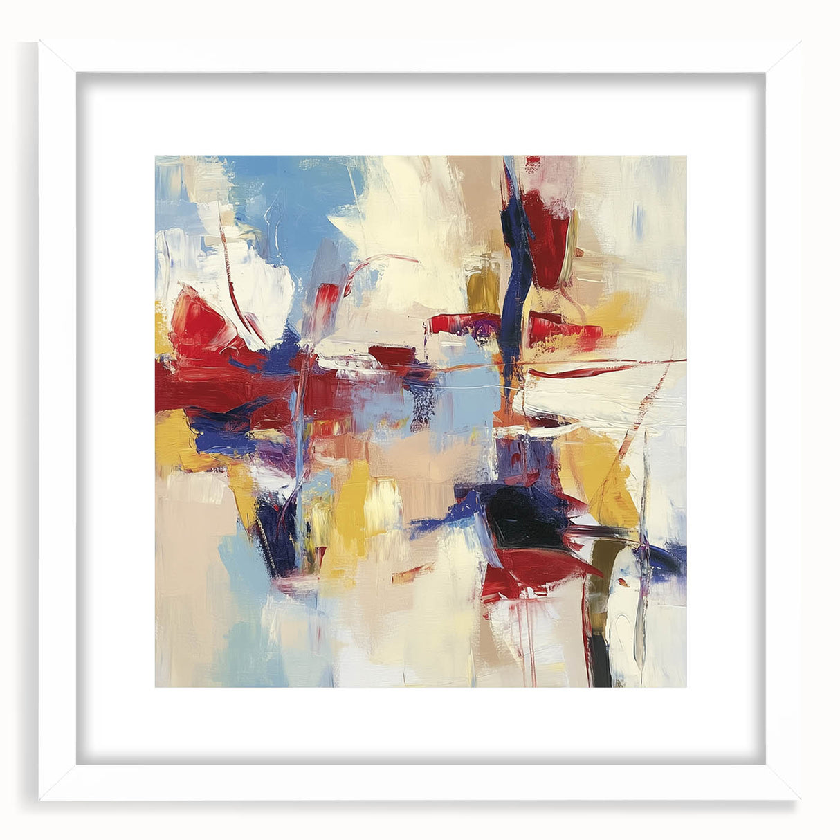 Colorful Abstract Wall Art – Expressive Red, Blue, and Yellow