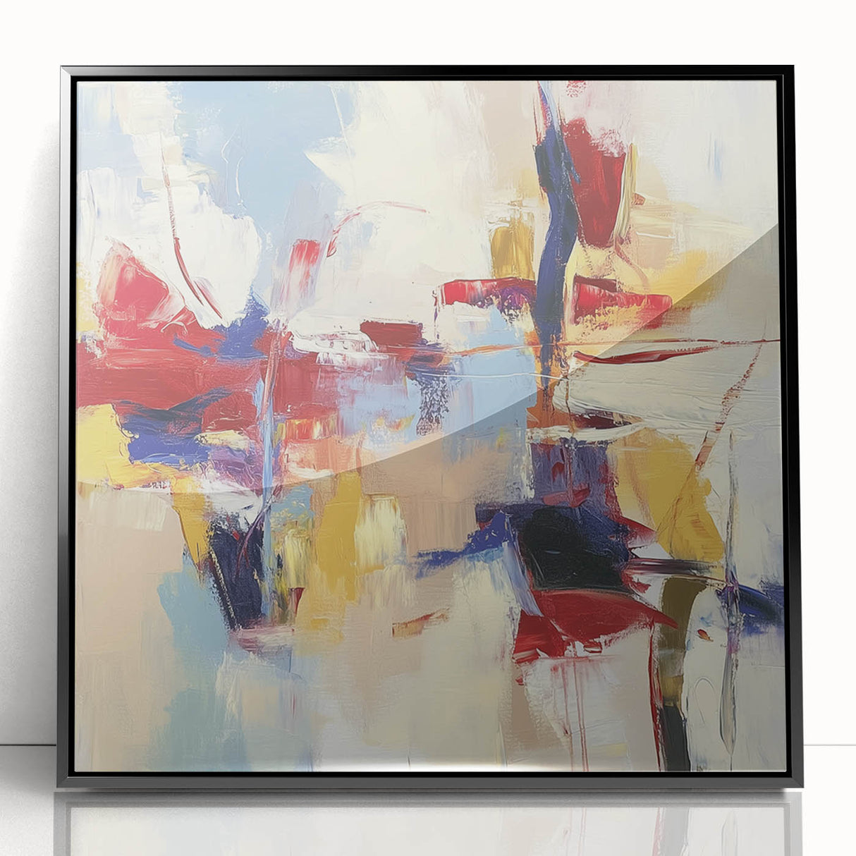 Colorful Abstract Wall Art – Expressive Red, Blue, and Yellow