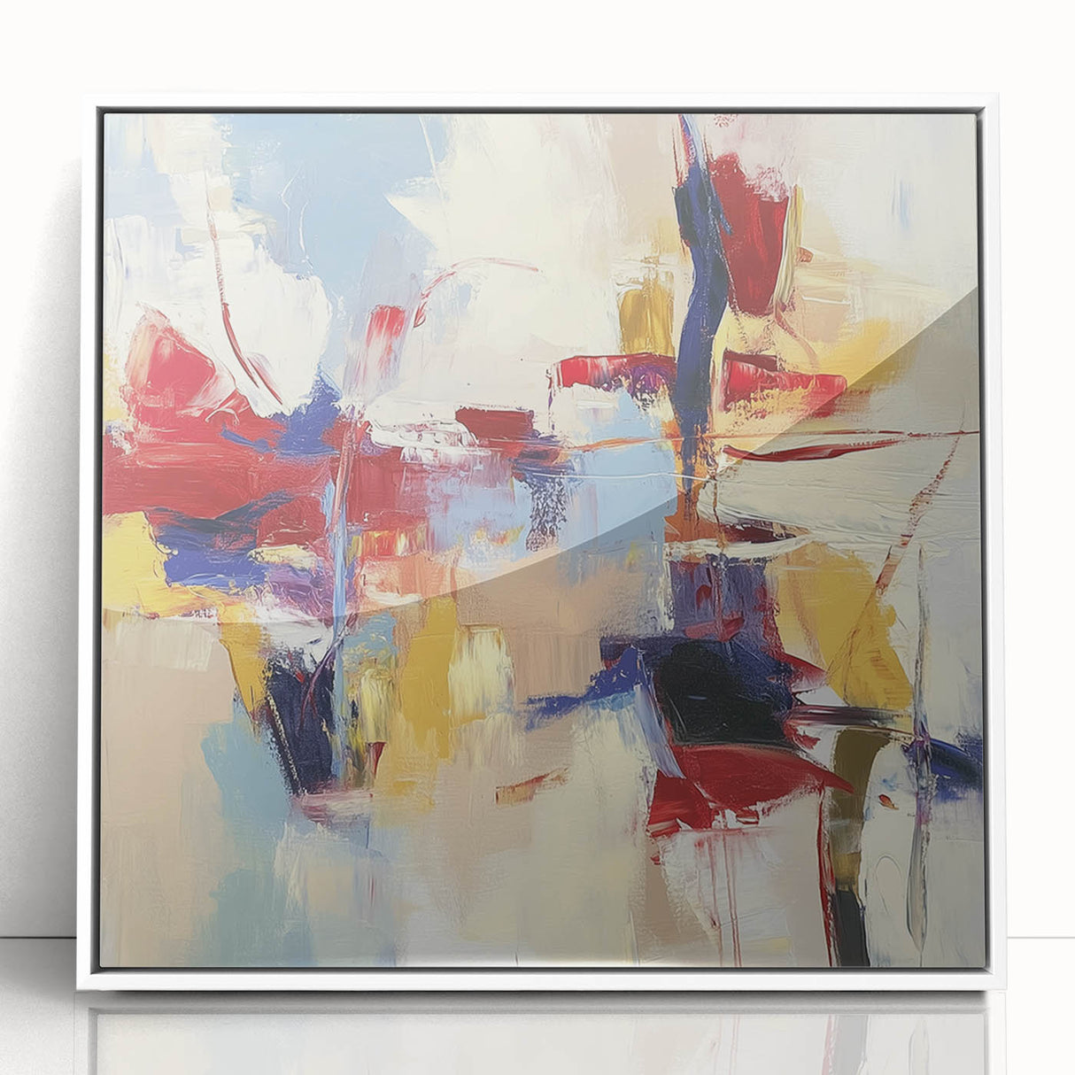 Colorful Abstract Wall Art – Expressive Red, Blue, and Yellow