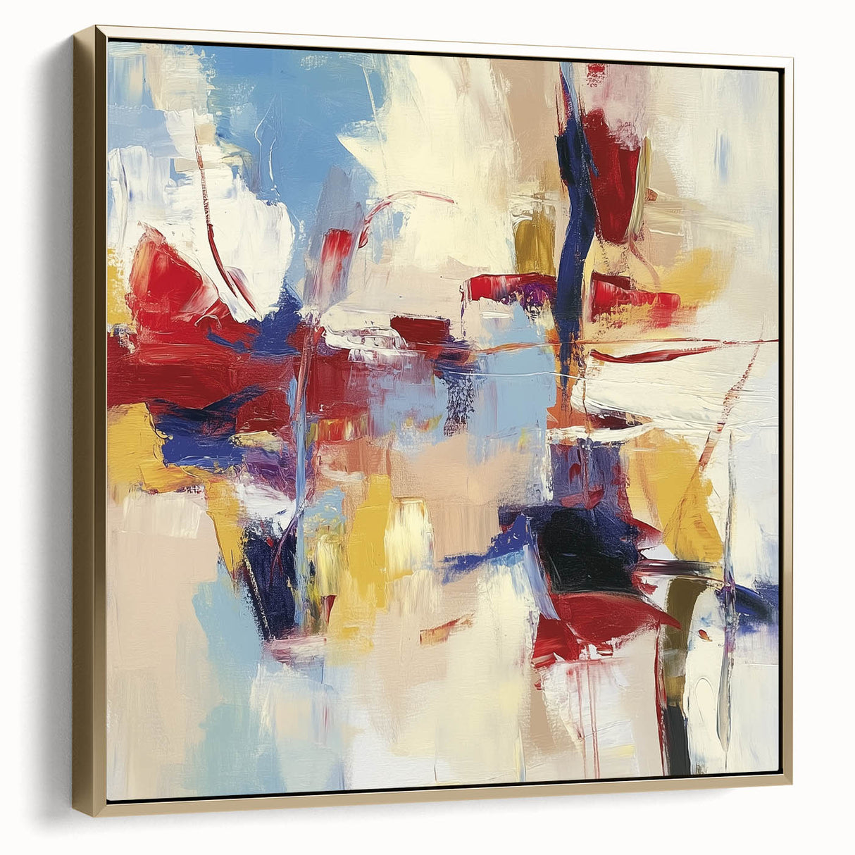 Colorful Abstract Wall Art – Expressive Red, Blue, and Yellow