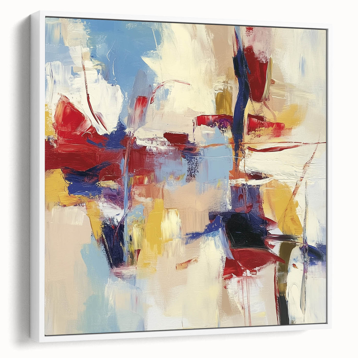 Colorful Abstract Wall Art – Expressive Red, Blue, and Yellow