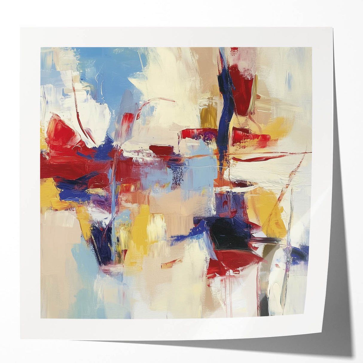 Colorful Abstract Wall Art – Expressive Red, Blue, and Yellow