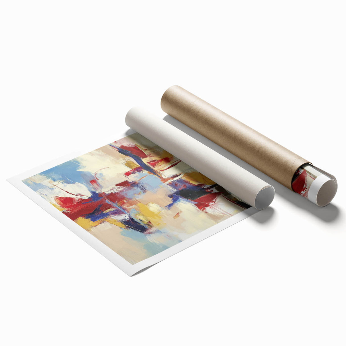 Colorful Abstract Wall Art – Expressive Red, Blue, and Yellow