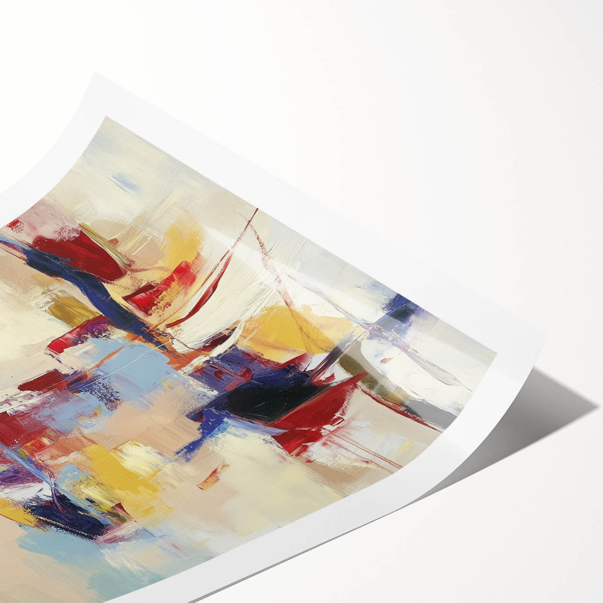 Colorful Abstract Wall Art – Expressive Red, Blue, and Yellow