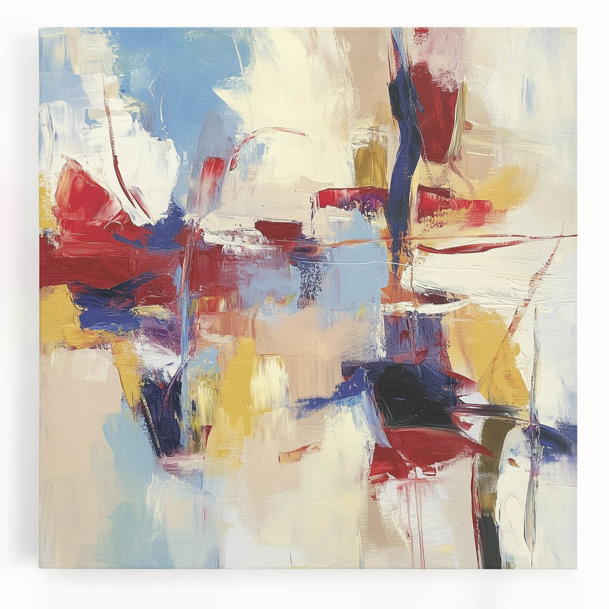 Colorful Abstract Wall Art – Expressive Red, Blue, and Yellow