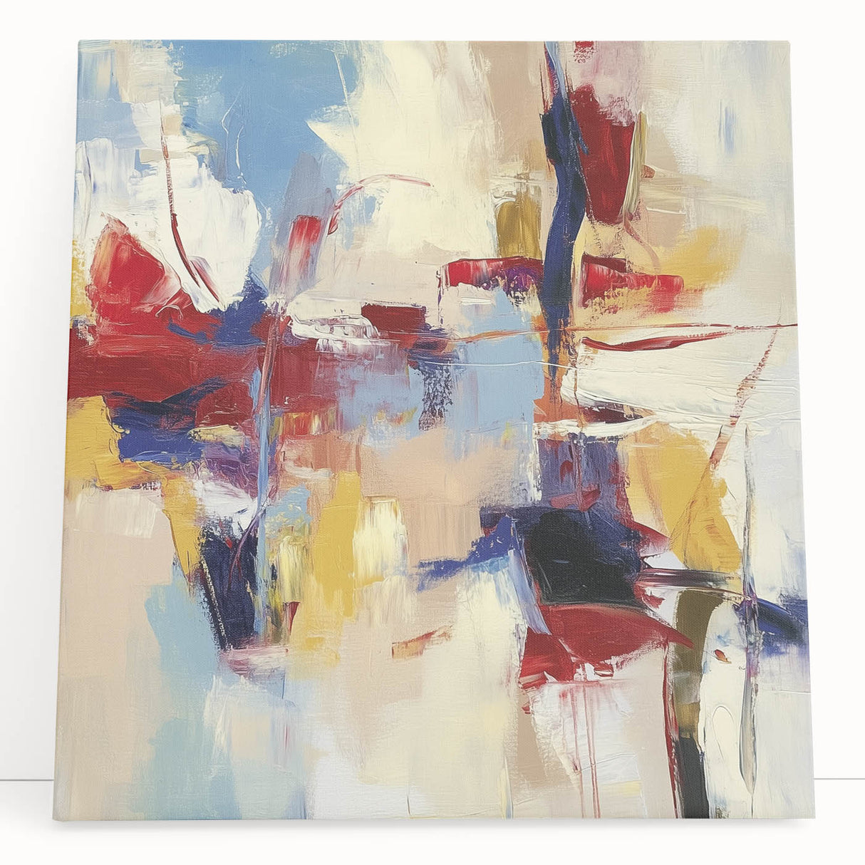Colorful Abstract Wall Art – Expressive Red, Blue, and Yellow