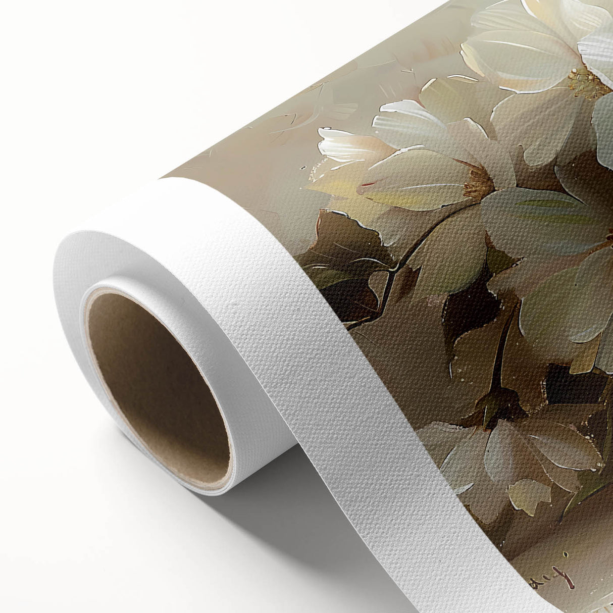 Abstract floral wall art on rolled canvas, showcasing vibrant colors and intricate designs, ideal for modern home decor. Packaged securely in a sturdy tube.