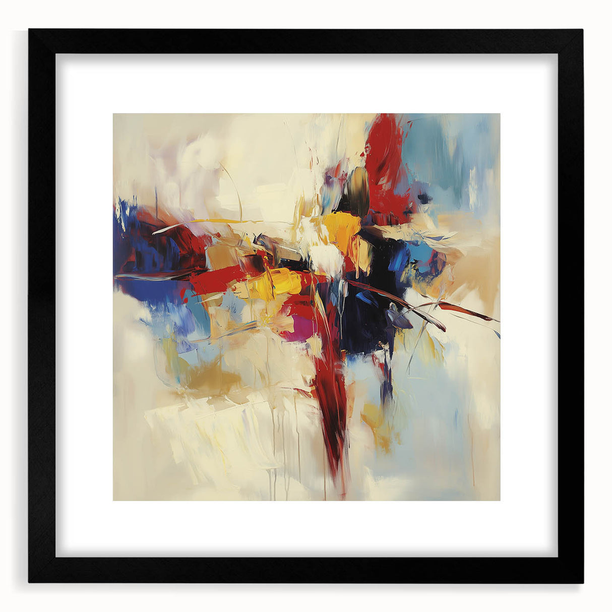Abstract Art Prints – Bold Red, Blue, and Yellow Expression