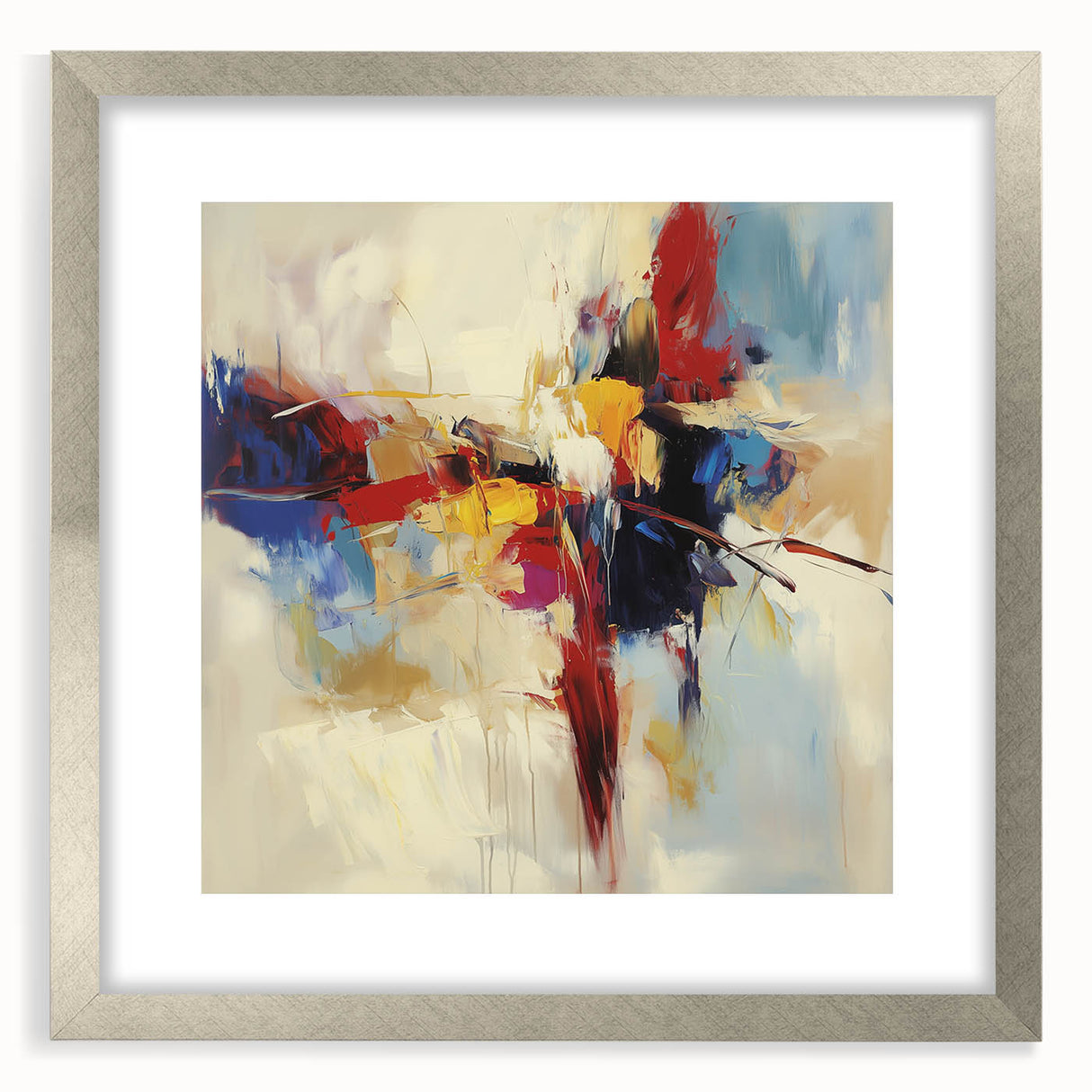 Abstract Art Prints – Bold Red, Blue, and Yellow Expression