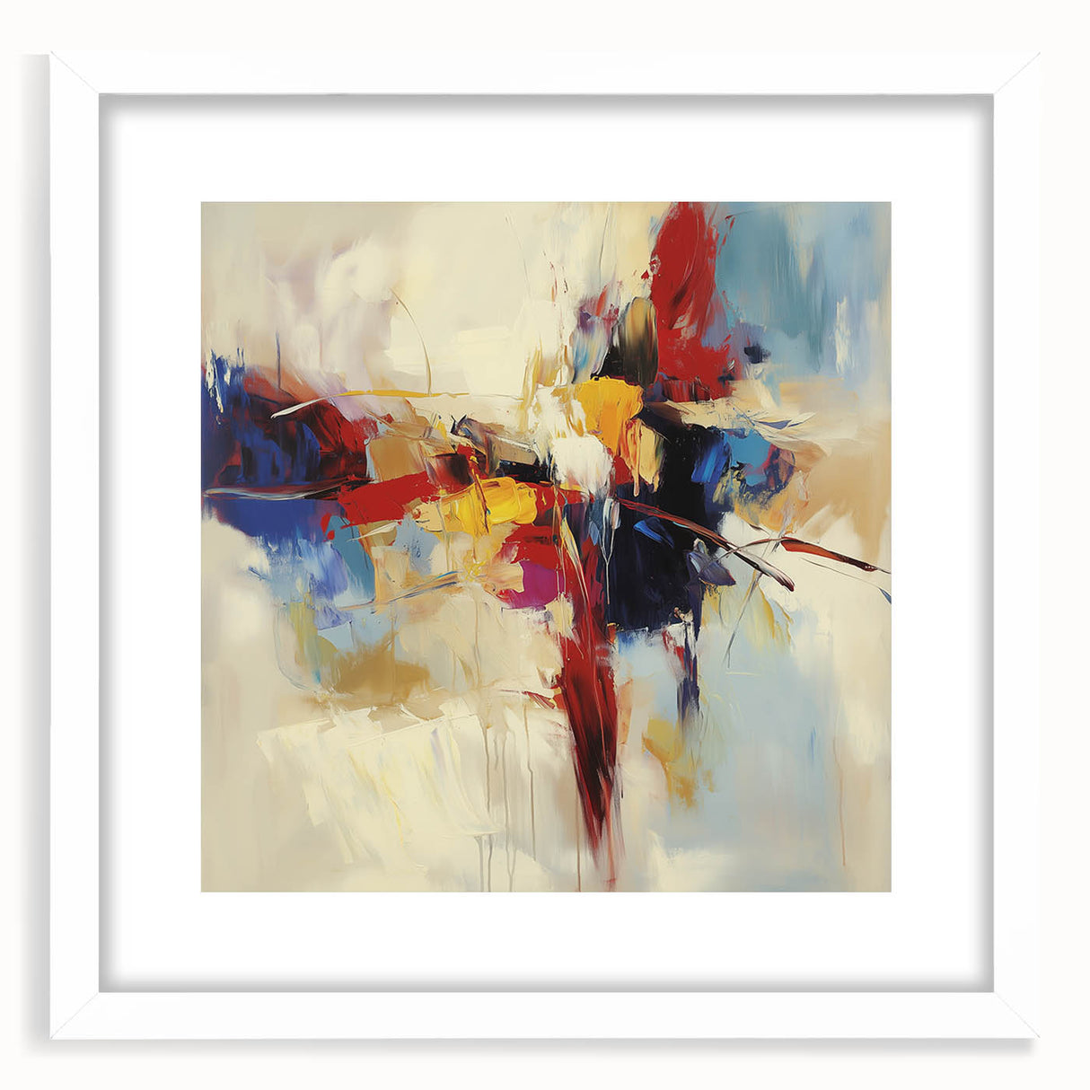 Abstract Art Prints – Bold Red, Blue, and Yellow Expression