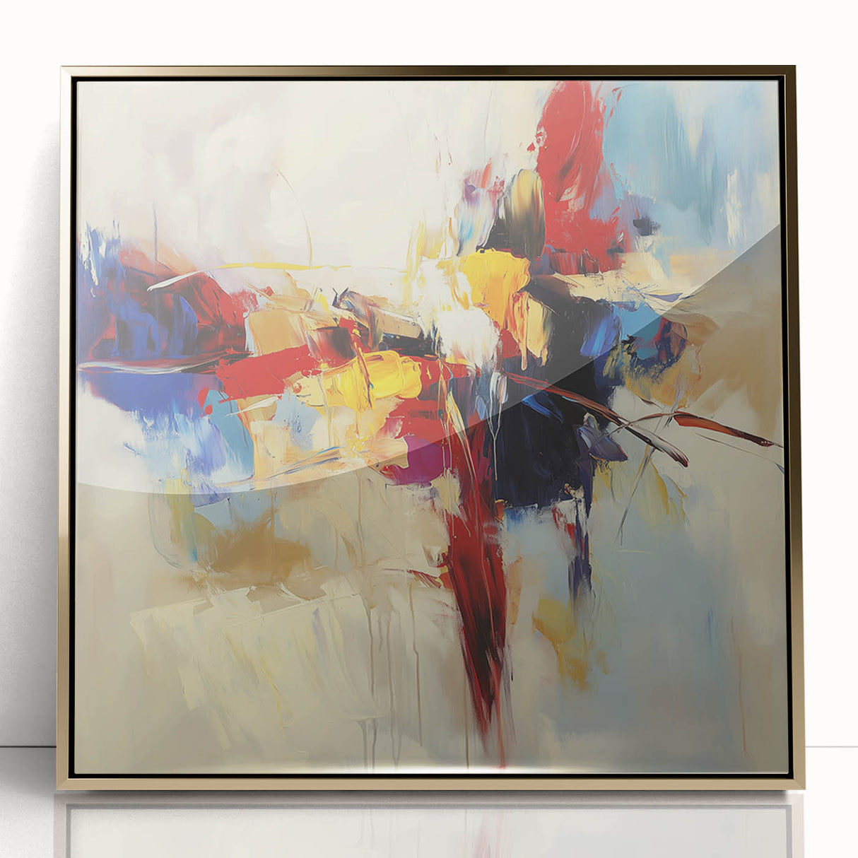 Abstract Art Prints – Bold Red, Blue, and Yellow Expression