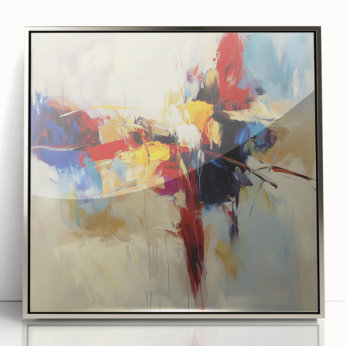 Abstract Art Prints – Bold Red, Blue, and Yellow Expression