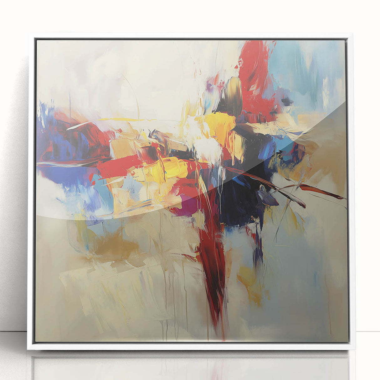 Abstract Art Prints – Bold Red, Blue, and Yellow Expression