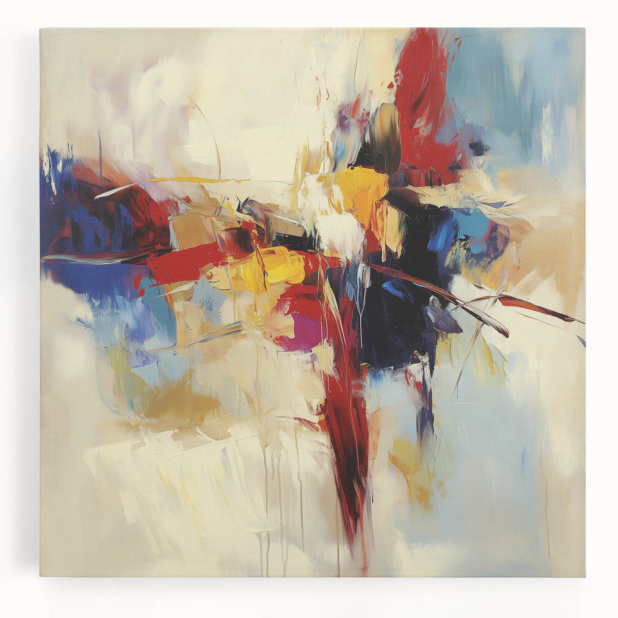 Abstract Art Prints – Bold Red, Blue, and Yellow Expression