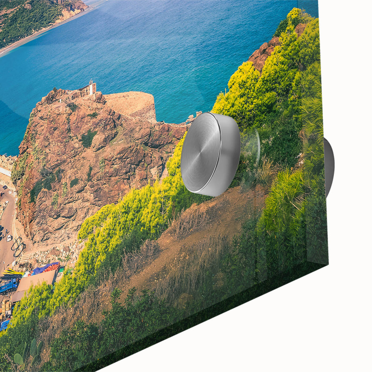 Large abstract wall art depicting Algerian scenery in mid-century modernist style, ideal for dining room ambiance.