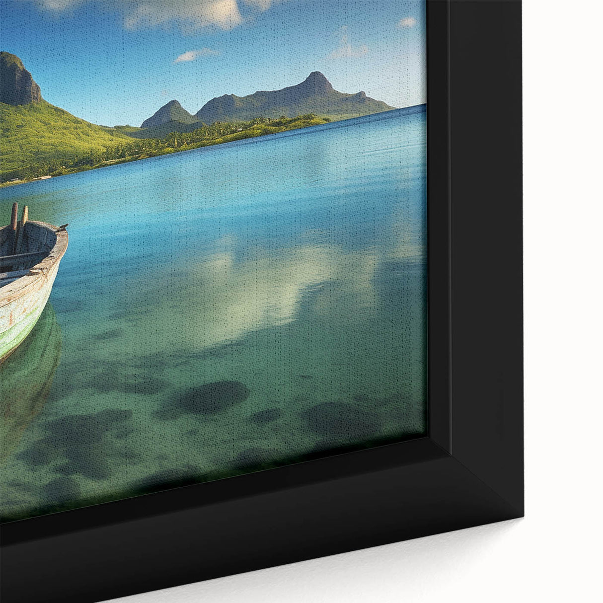 Extra large framed canvas featuring a textured, colorful African scenery, ideal for living room decor.