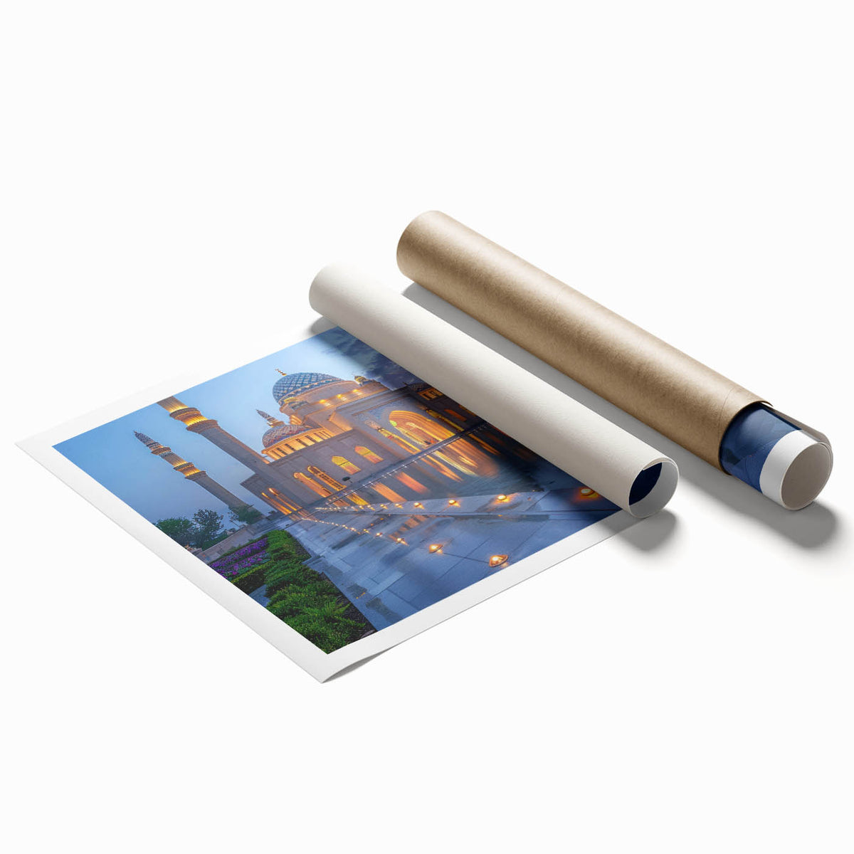Extra large rolled print featuring a floral art scene in soft pastel shades.